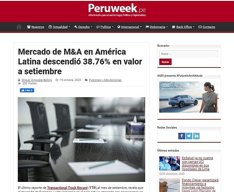Mercado de M&A en Amrica Latina descendi 38.76% en valor a setiembre